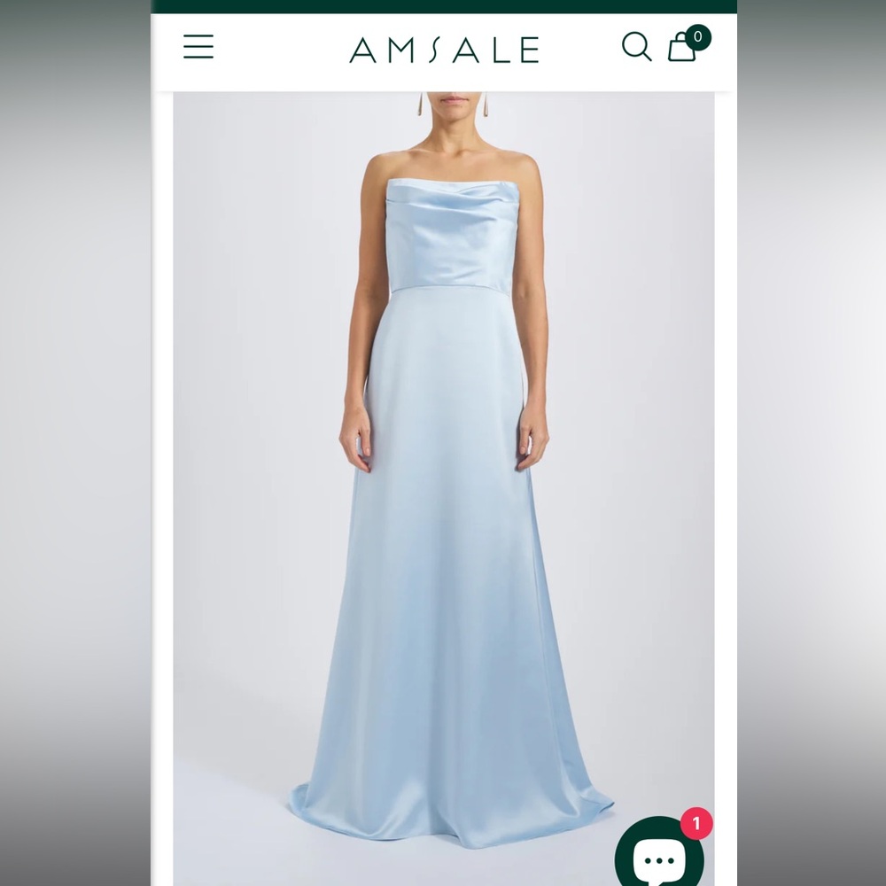 Amsale Jara Dress - Color Jade - Fluid Satin - Size 10
